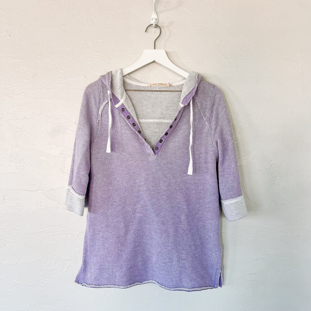 Soft Surroundings Just Beachy Pullover Women’s Small Purple Hooded Waffle Knit